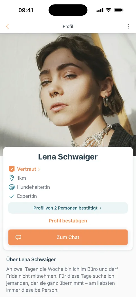 Profil einer Hundehalterin, Vertrauensstufe „Vertraut“